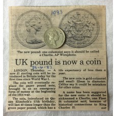 GREAT BRITAIN UK ENGLAND 1989 . ONE 1 POUND COIN and MISCELLANEOUS INFORMATION